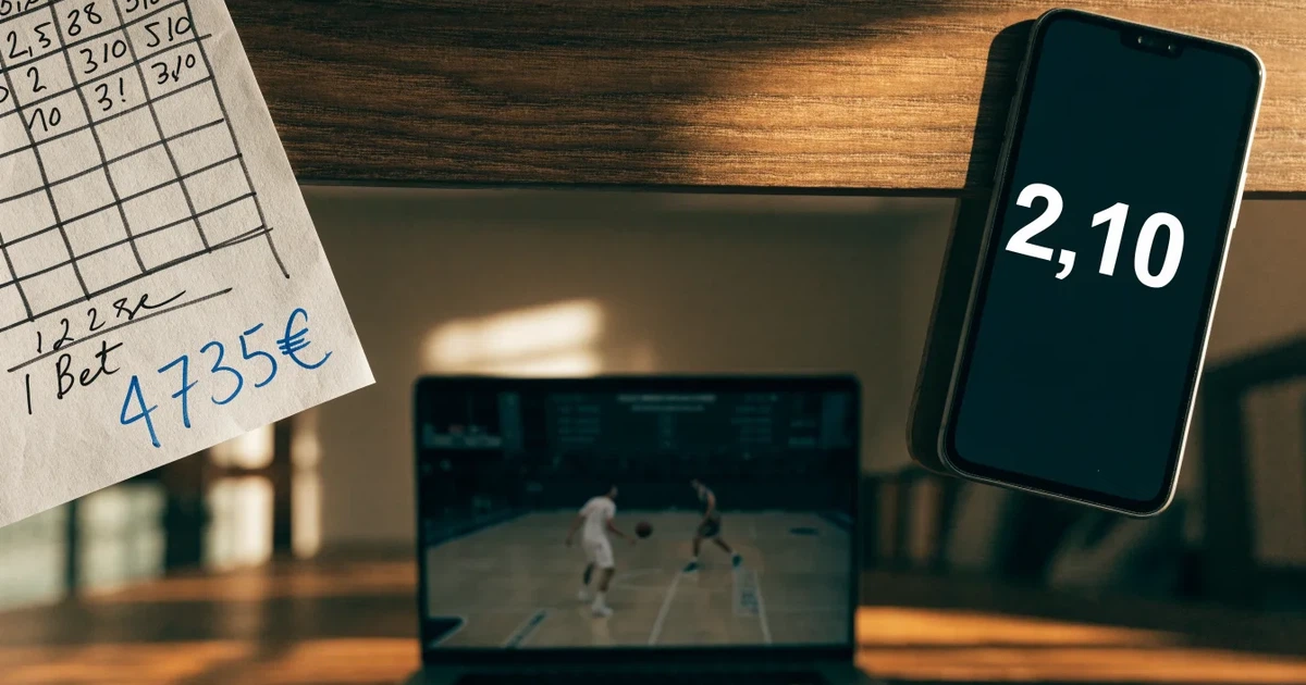 Eine leere Basketballhalle mit glänzendem Parkett und einem Korb im Hintergrund, Licht von Deckenstrahlern spiegelt sich im Boden.