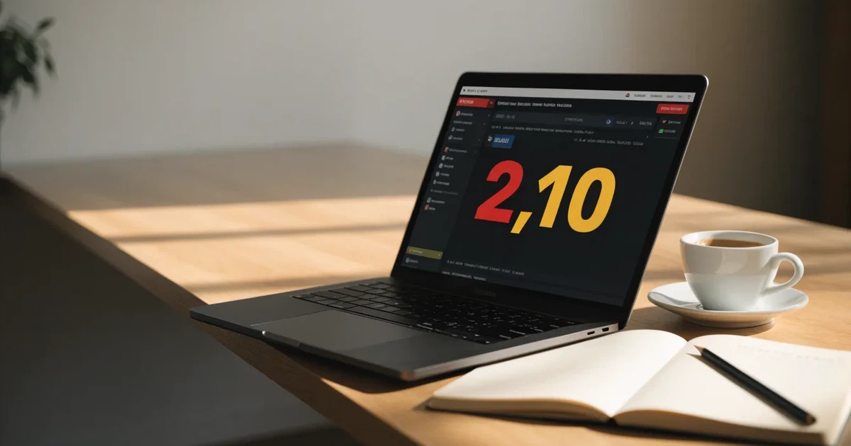 Ein Laptop mit geschlossenem Deckel steht neben einer Kaffeetasse und einem Notizbuch auf einem hellen Schreibtisch.