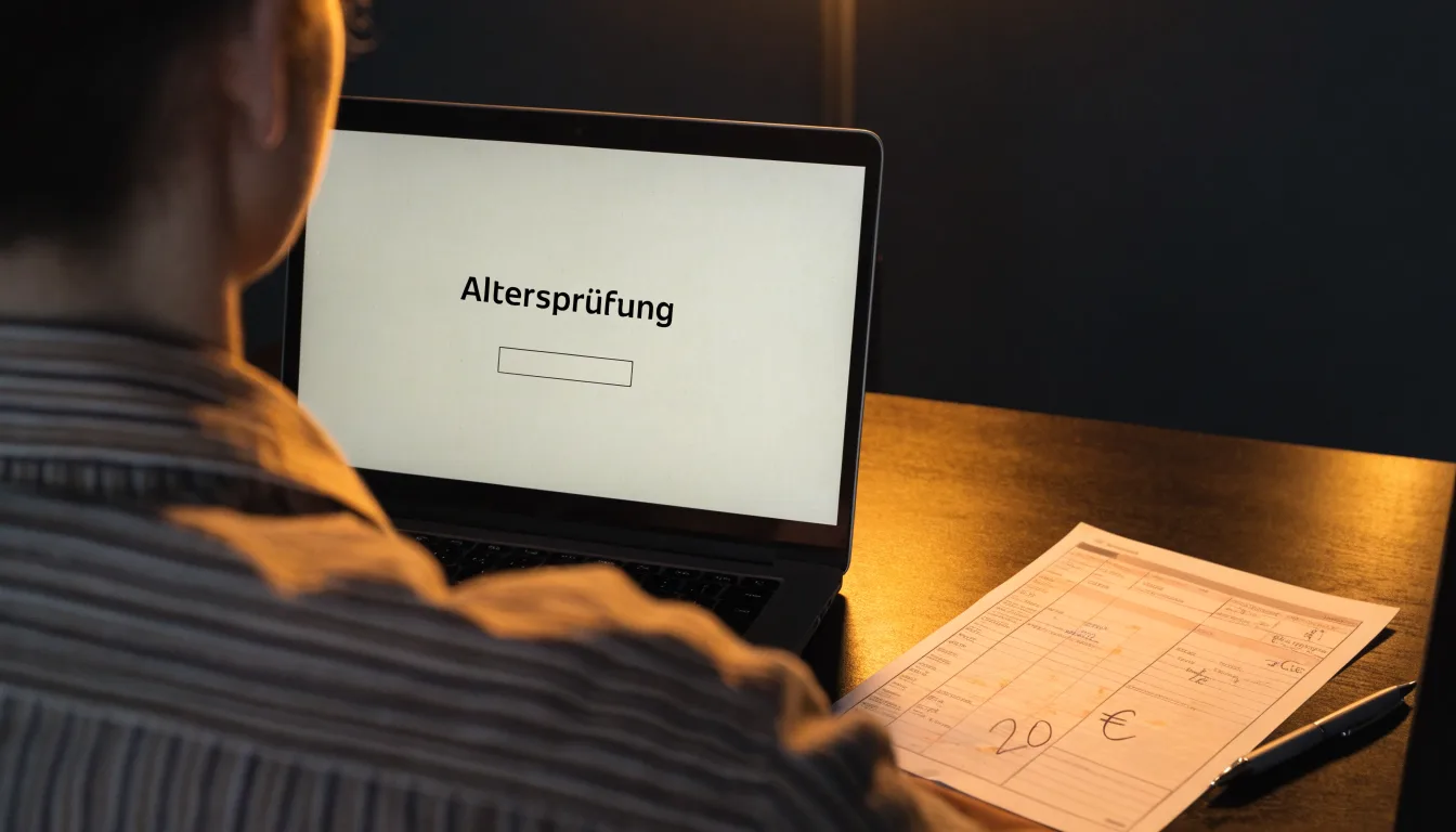 Eine Balkenwaage aus Messing steht im Gleichgewicht auf einem dunklen Pult neben einem hölzernen Richterhammer.
